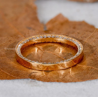 14K Gold Lab Diamond Pave Eternity Wedding Band