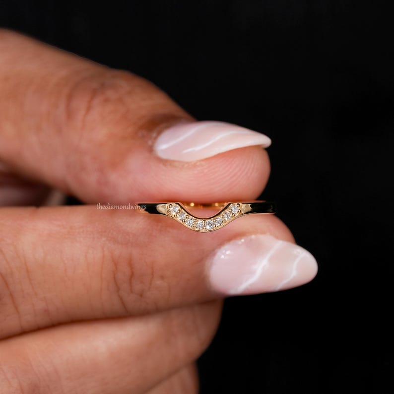 Curved Lab grown  Diamond Nesting Wedding Band