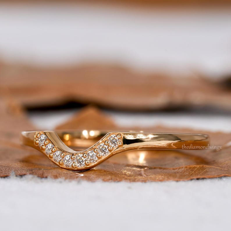 Curved Lab grown  Diamond Nesting Wedding Band