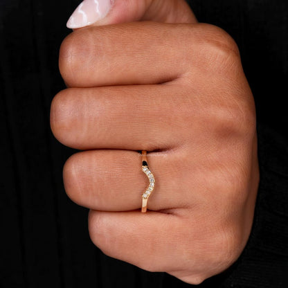 Curved Lab grown  Diamond Nesting Wedding Band