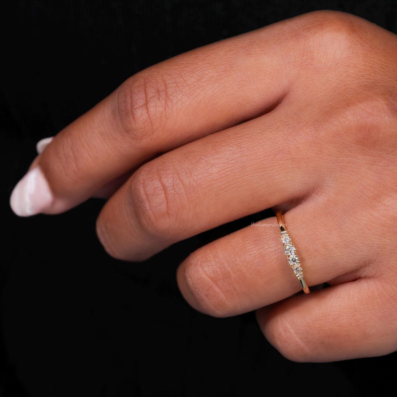 Round Lab Grown Diamond Minimalist Stackable Wedding Band