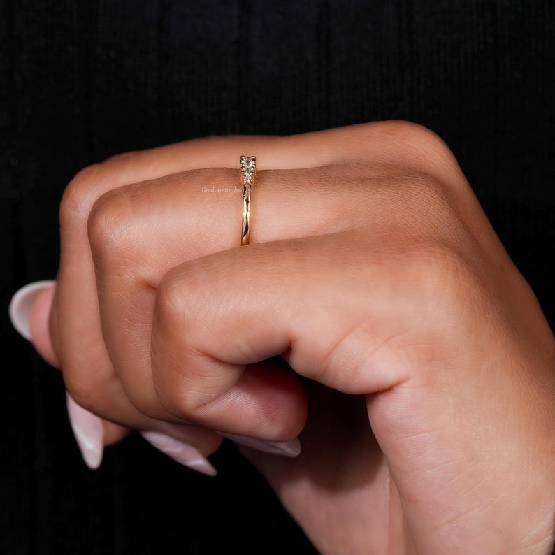 Round Lab Grown Diamond Minimalist Stackable Wedding Band