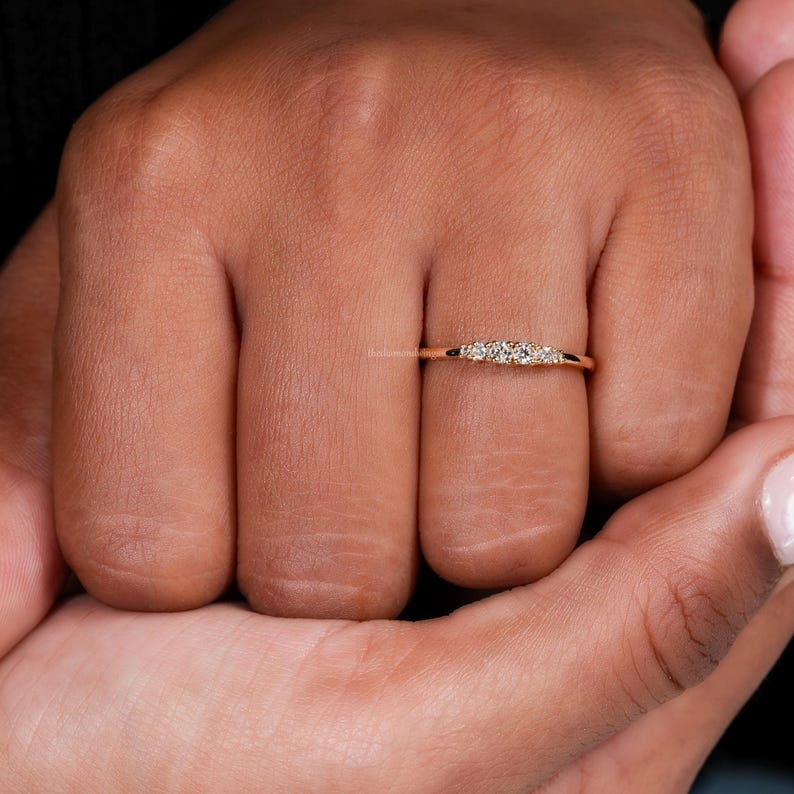 Round Lab Grown Diamond Minimalist Stackable Wedding Band