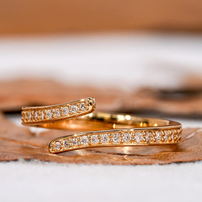 Lab Diamond Bypass Wrap Ring – 14K Gold Minimal Stackable Ring