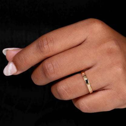 Round Lab Diamond Wedding Band, 14K Yellow Gold Stacking Ring