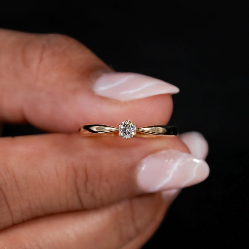Round Lab Diamond Solitaire Ring-14K Gold