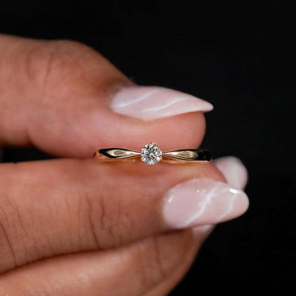 Round Lab Diamond Solitaire Ring-14K Gold