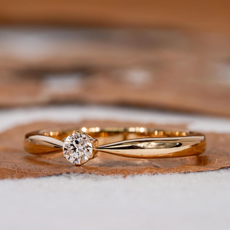 Round Lab Diamond Solitaire Ring-14K Gold