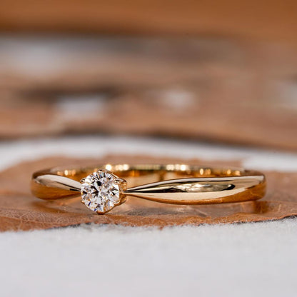 Round Lab Diamond Solitaire Ring-14K Gold