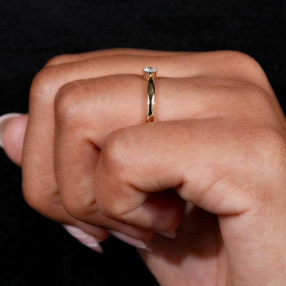 Round Lab Diamond Solitaire Ring-14K Gold
