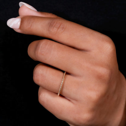 Knife Edge Diamond Wedding Band 14K Gold Stackable Ring