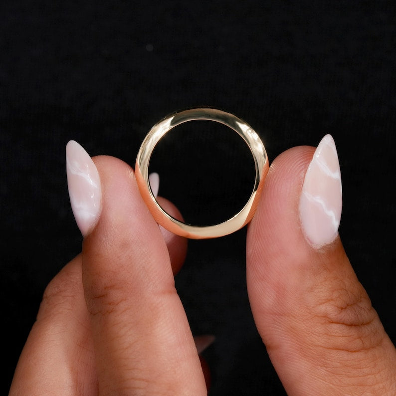 Knife Edge Diamond Wedding Band 14K Gold Stackable Ring