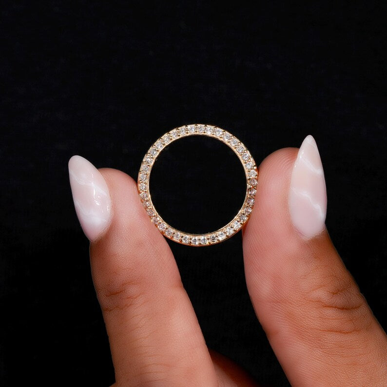 Knife Edge Diamond Wedding Band 14K Gold Stackable Ring