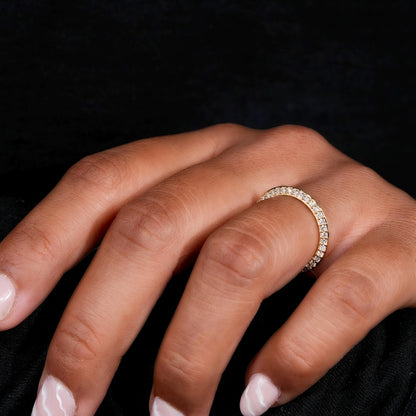 Knife Edge Diamond Wedding Band 14K Gold Stackable Ring