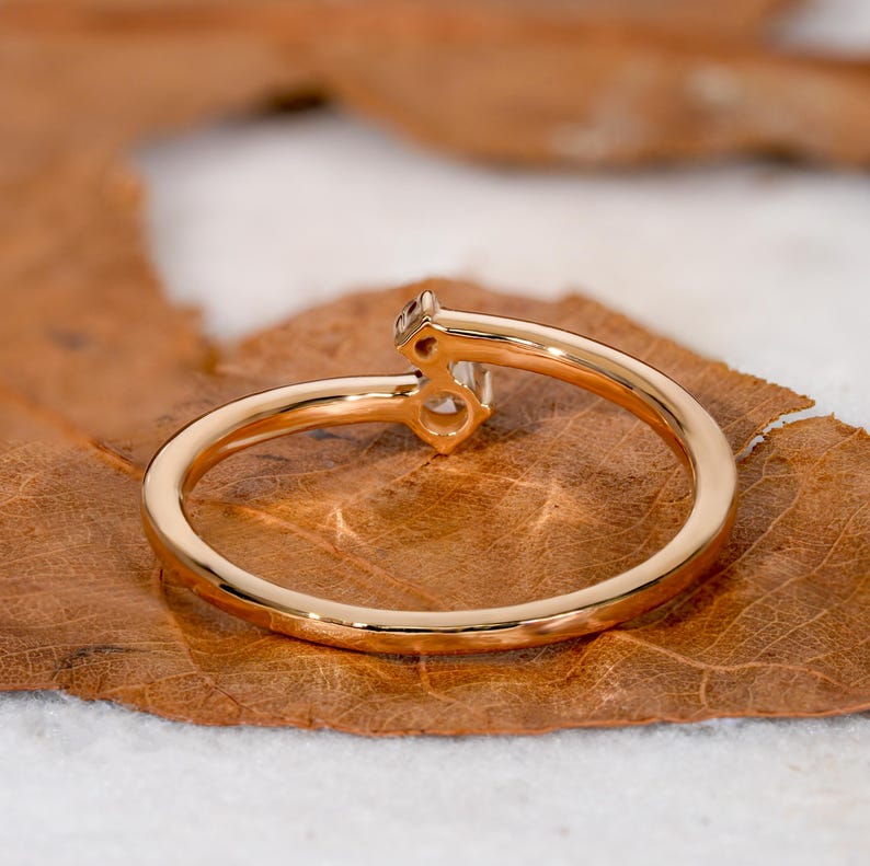 Dainty Two Stone Bypass Lab Diamond Ring in 14K Gold