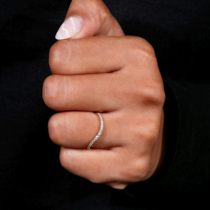Curved Wavy Lab Diamond Band – Elegant Pavé Stacking Ring