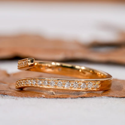 Lab Diamond Bypass Wrap Ring – 14K Gold Minimal Stackable Ring