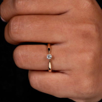 Round Lab Diamond Solitaire Ring-14K Gold