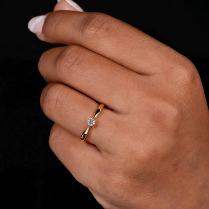 Round Lab Diamond Solitaire Ring-14K Gold