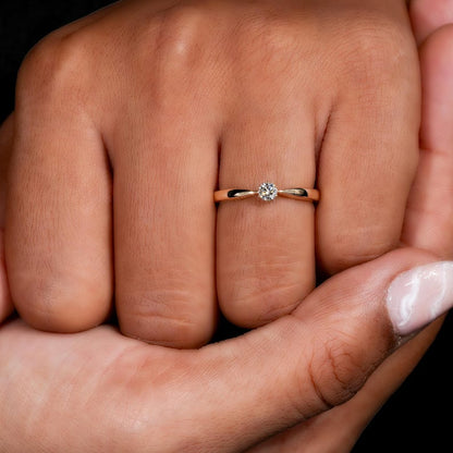 Round Lab Diamond Solitaire Ring-14K Gold