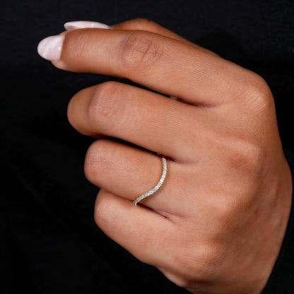 Curved Wavy Lab Diamond Band – Elegant Pavé Stacking Ring