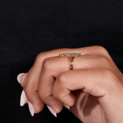 Round Diamond Bezel Set Designer Bubble Ring In 18k Gol