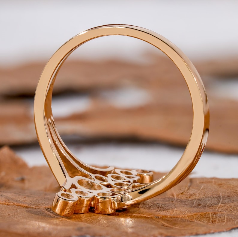 Round Diamond Bezel Set Designer Bubble Ring In 18k Gol