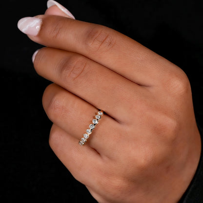 14K Gold Round Lab Grown Diamond Half Eternity Wedding Band