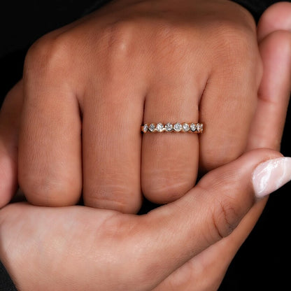 14K Gold Round Lab Grown Diamond Half Eternity Wedding Band