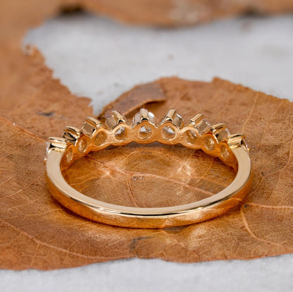 14K Gold Round Lab Grown Diamond Half Eternity Wedding Band