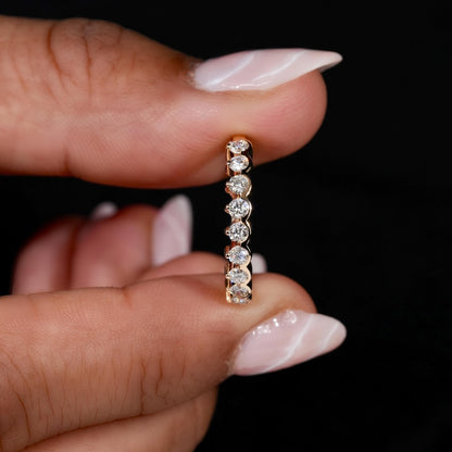 14K Gold Round Lab Grown Diamond Half Eternity Wedding Band