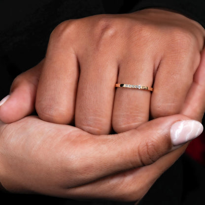 5 Stone Lab Diamond Band Thin Stackable Wedding Ring