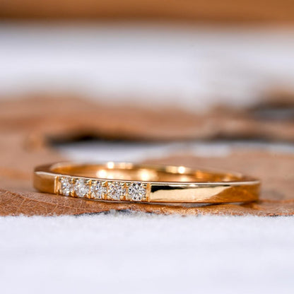 5 Stone Lab Diamond Band Thin Stackable Wedding Ring