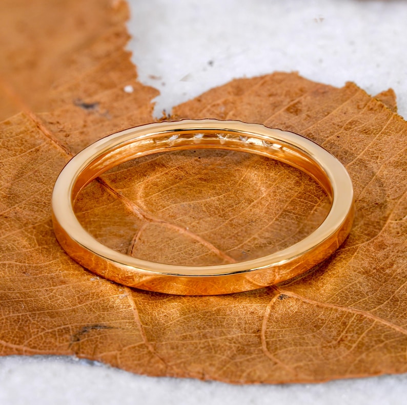 5 Stone Lab Diamond Band Thin Stackable Wedding Ring