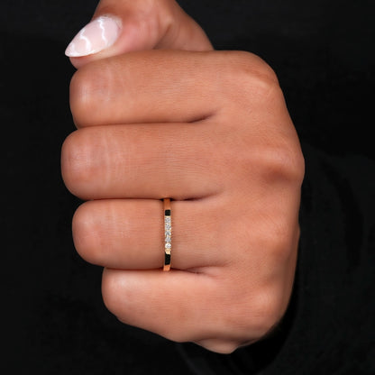 5 Stone Lab Diamond Band Thin Stackable Wedding Ring