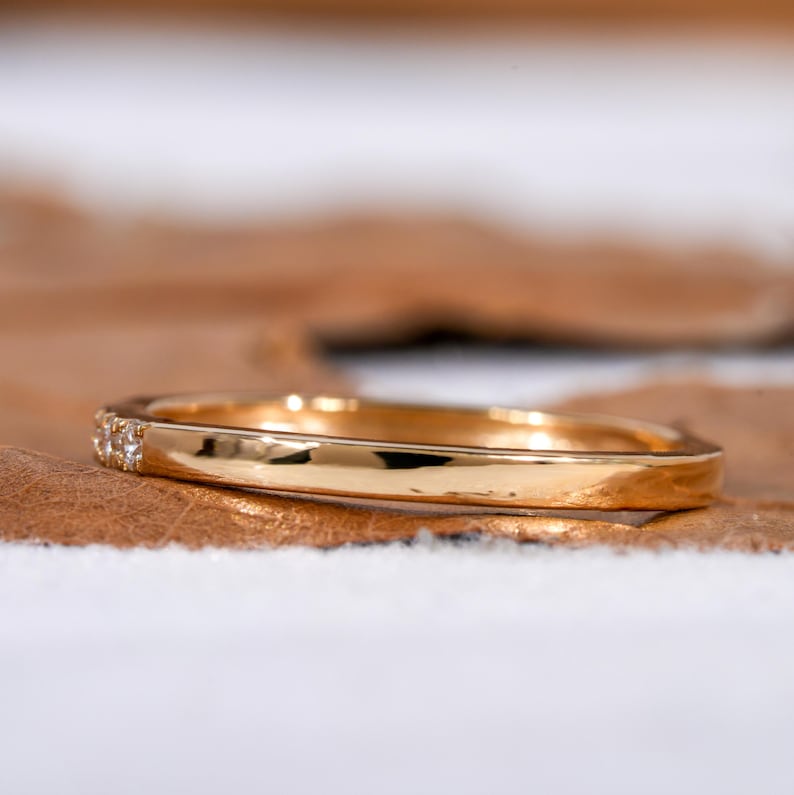 5 Stone Lab Diamond Band Thin Stackable Wedding Ring