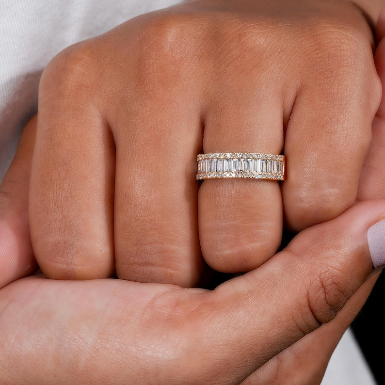 Baguette Lab Diamond Eternity Band – 14K Gold Stackable Ring