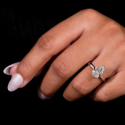 IGI Certified Pear Cut Lab Grown Diamond Solitaire Engagement Ring