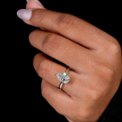IGI Certified Pear Cut Lab Grown Diamond Solitaire Engagement Ring