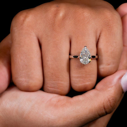 IGI Certified Pear Cut Lab Grown Diamond Solitaire Engagement Ring