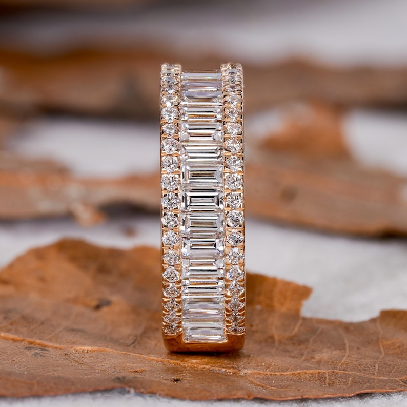 Baguette Lab Diamond Eternity Band – 14K Gold Stackable Ring