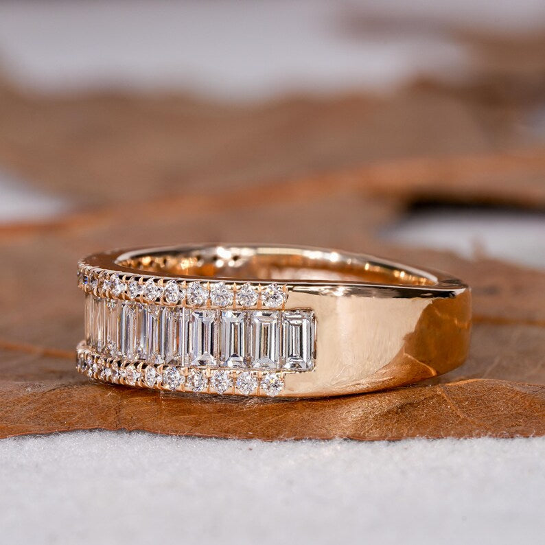 Baguette Lab Diamond Eternity Band – 14K Gold Stackable Ring