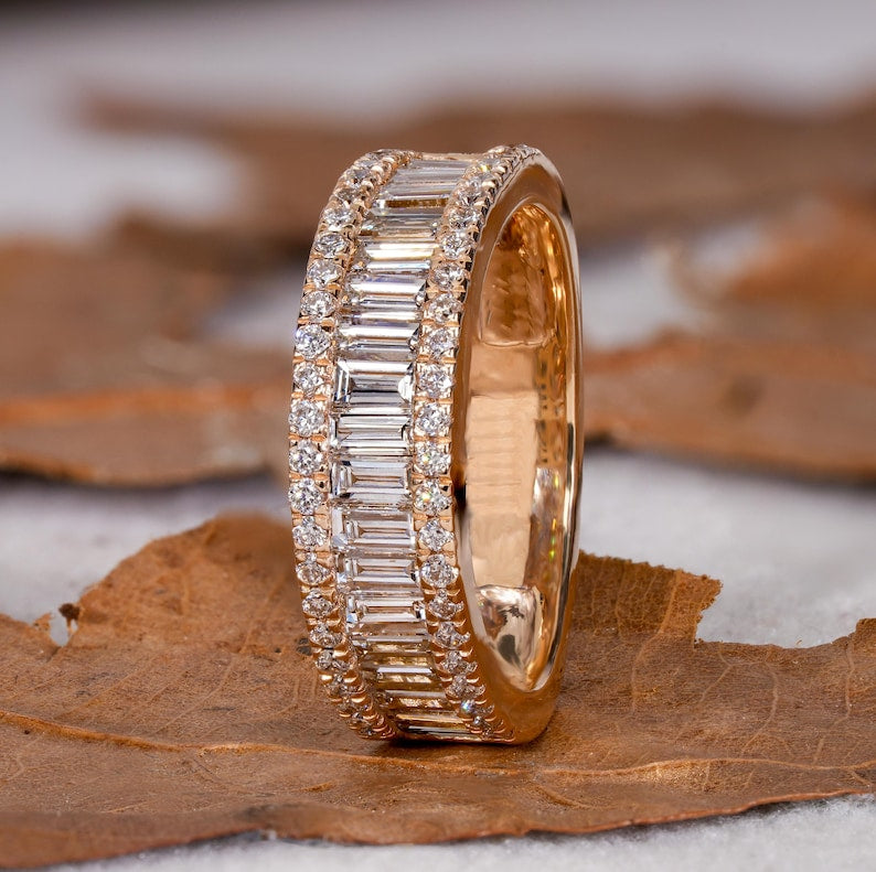 Baguette Lab Diamond Eternity Band – 14K Gold Stackable Ring