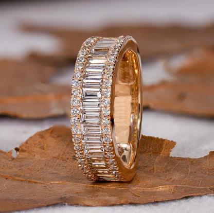 Baguette Lab Diamond Eternity Band – 14K Gold Stackable Ring