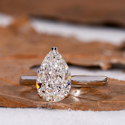 IGI Certified Pear Cut Lab Grown Diamond Solitaire Engagement Ring