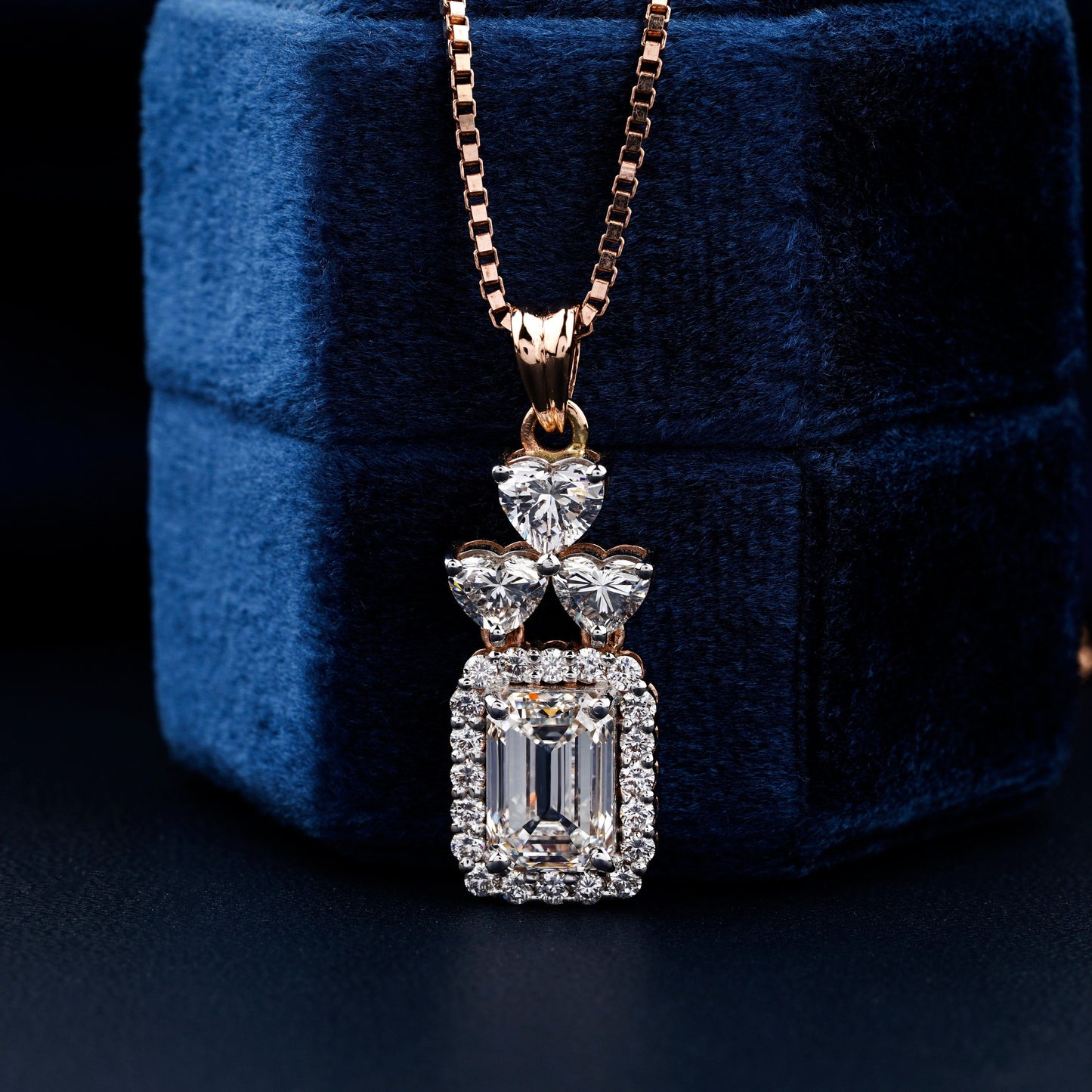 4 TCW Emerald & Heart Lab Grown Diamond Halo Pendant