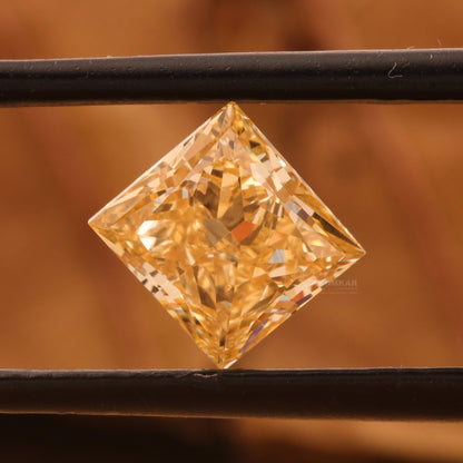 Princess Cut Fancy Yellow Lab Diamond For Engagement