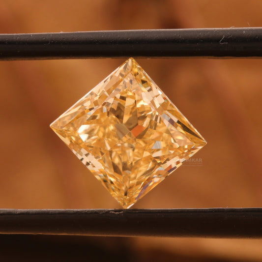 Princess Cut Fancy Yellow Lab Diamond For Engagement
