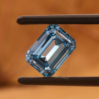 CT Emerald Cut Fancy Blue Lab Diamond | Engagement Ring