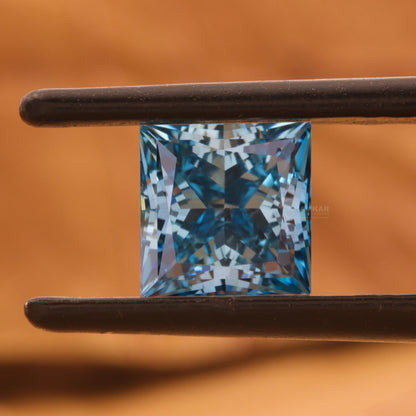 1CT Vivid Blue  Princess Cut  Lab Diamond | Loose Diamond